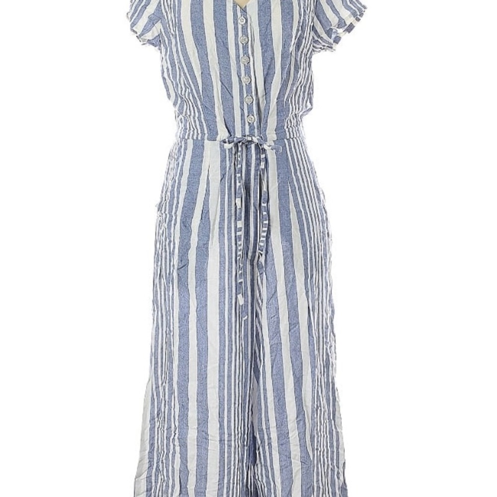 Blue and White Striped Jumpsuit